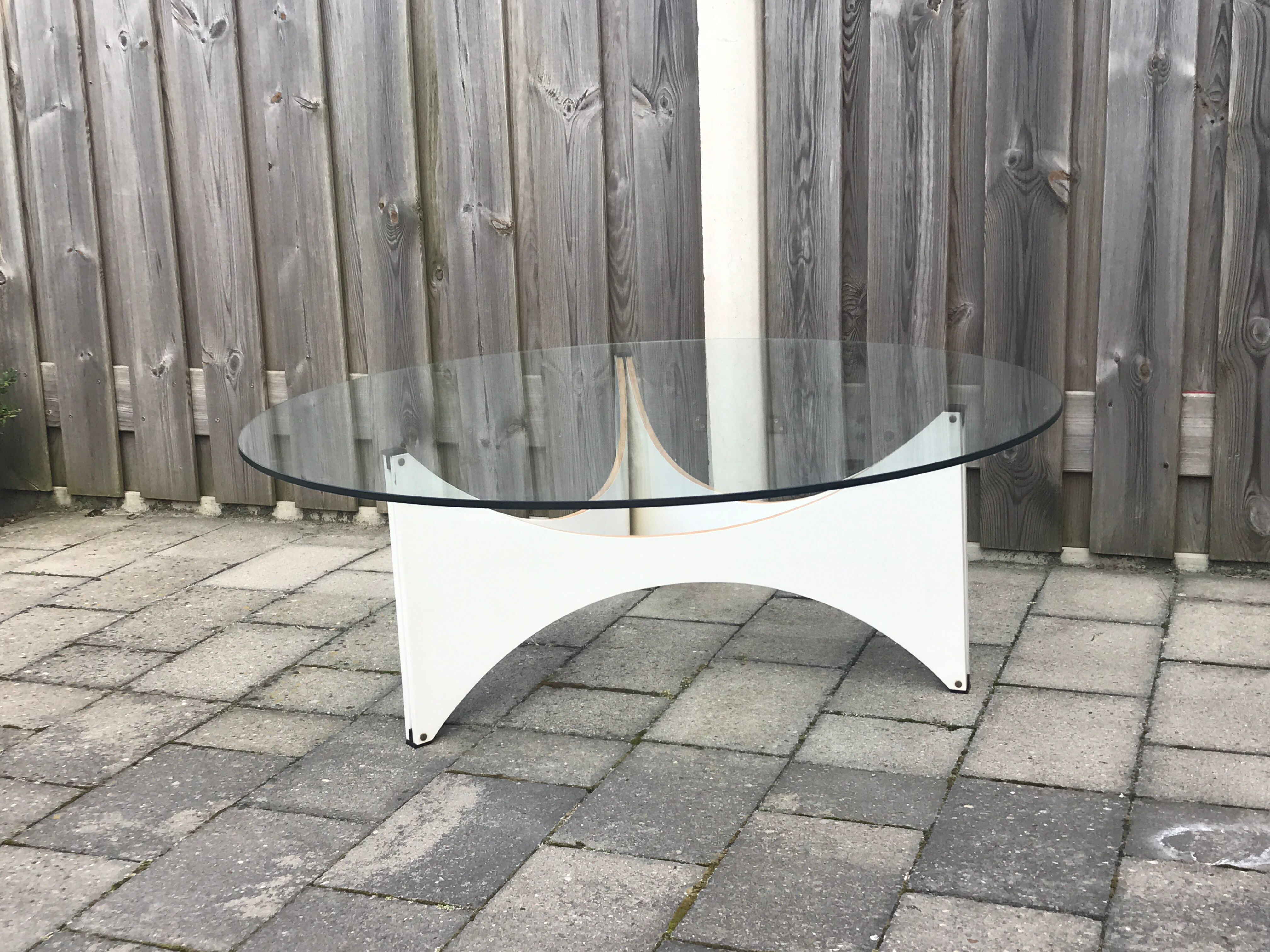 TZ75 round glass coffee table by Werner Blaser for 't Spectrum 1960s