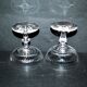 Lot de 2 coupes à champagne anciennes en cristal taillé 1900 frise oves 10.5cm