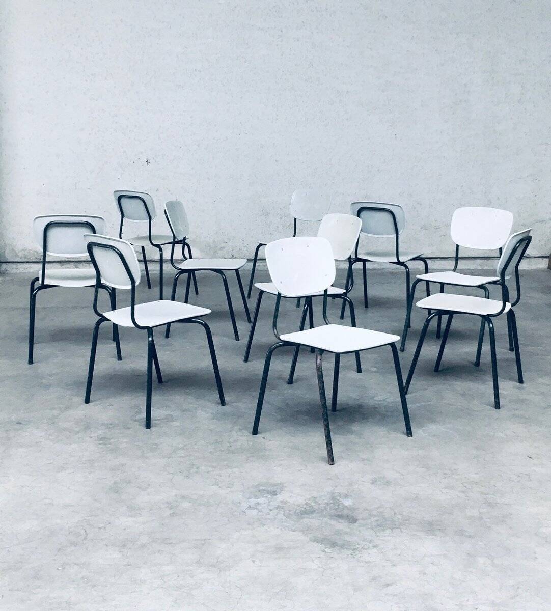 Industrial Dutch Stacking Chairs, 1960s, Set of 10