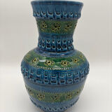Aldo Londi vase, Rimini Blue, blue-green glazed ceramic, Bitossi, 1960