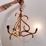 Rattan chandelier, pendant light, vintage lamp