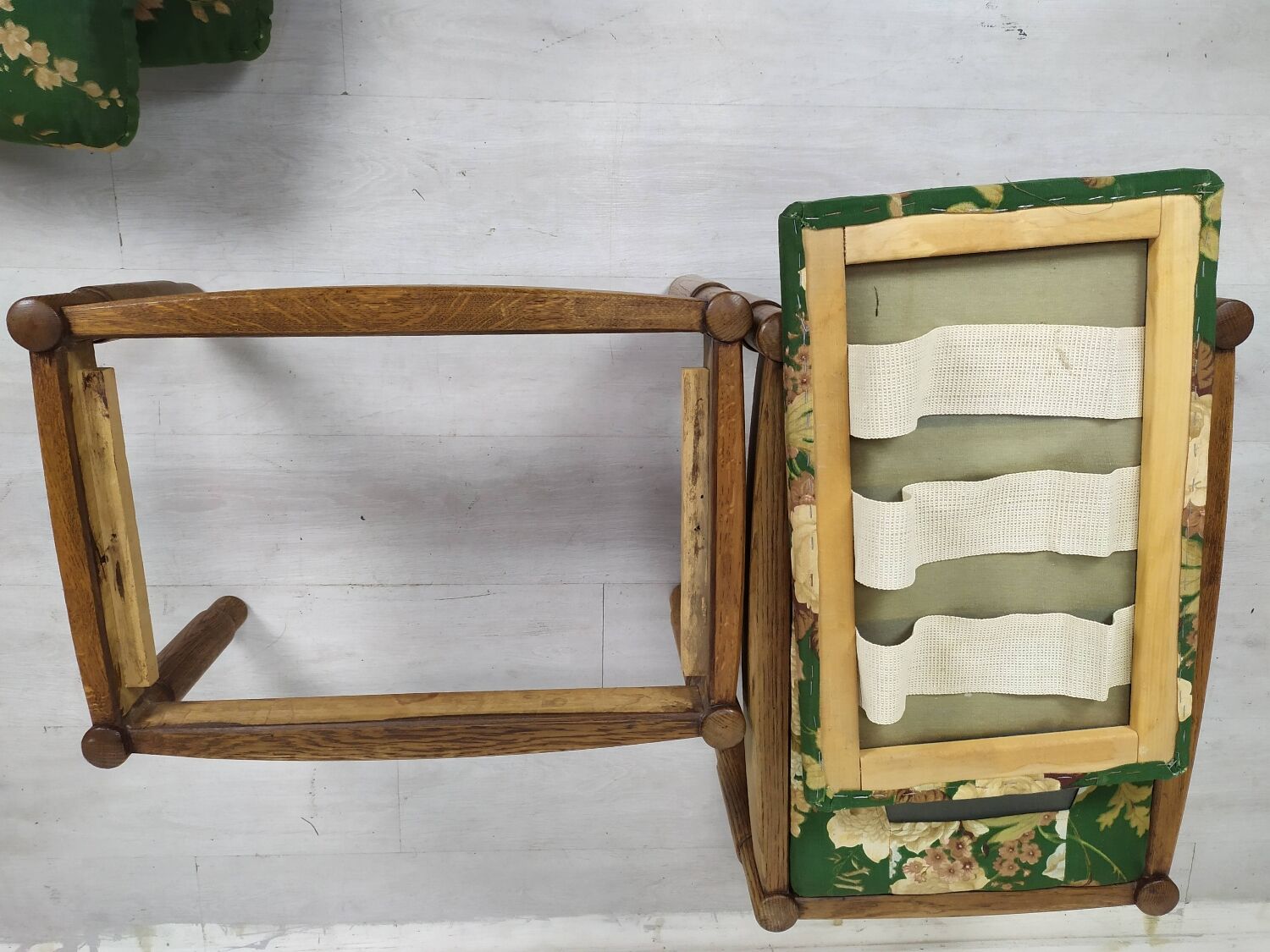 Pair of vintage oak poufs