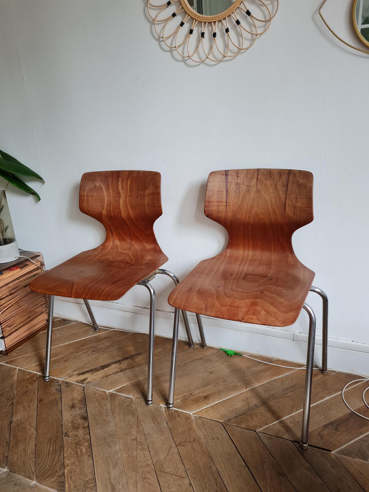 Set of 2 Pagholz Pagwood chairs 1960-1970