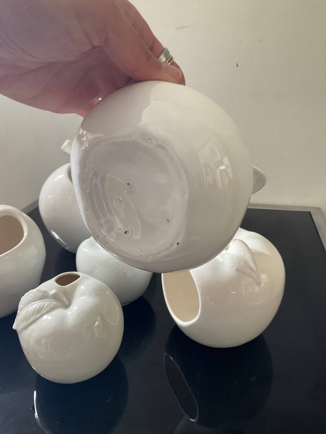 Set of 6 vintage ceramic fruit vases/cachepots