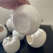 Set of 6 vintage ceramic fruit vases/cachepots