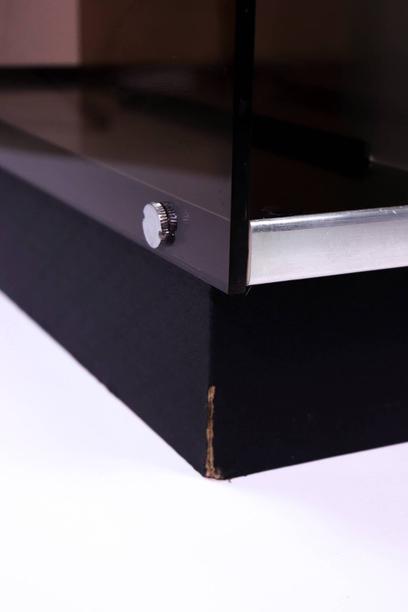 Meuble Hifi, range vinyles en plexiglas fumé par Eric Maville, années 70