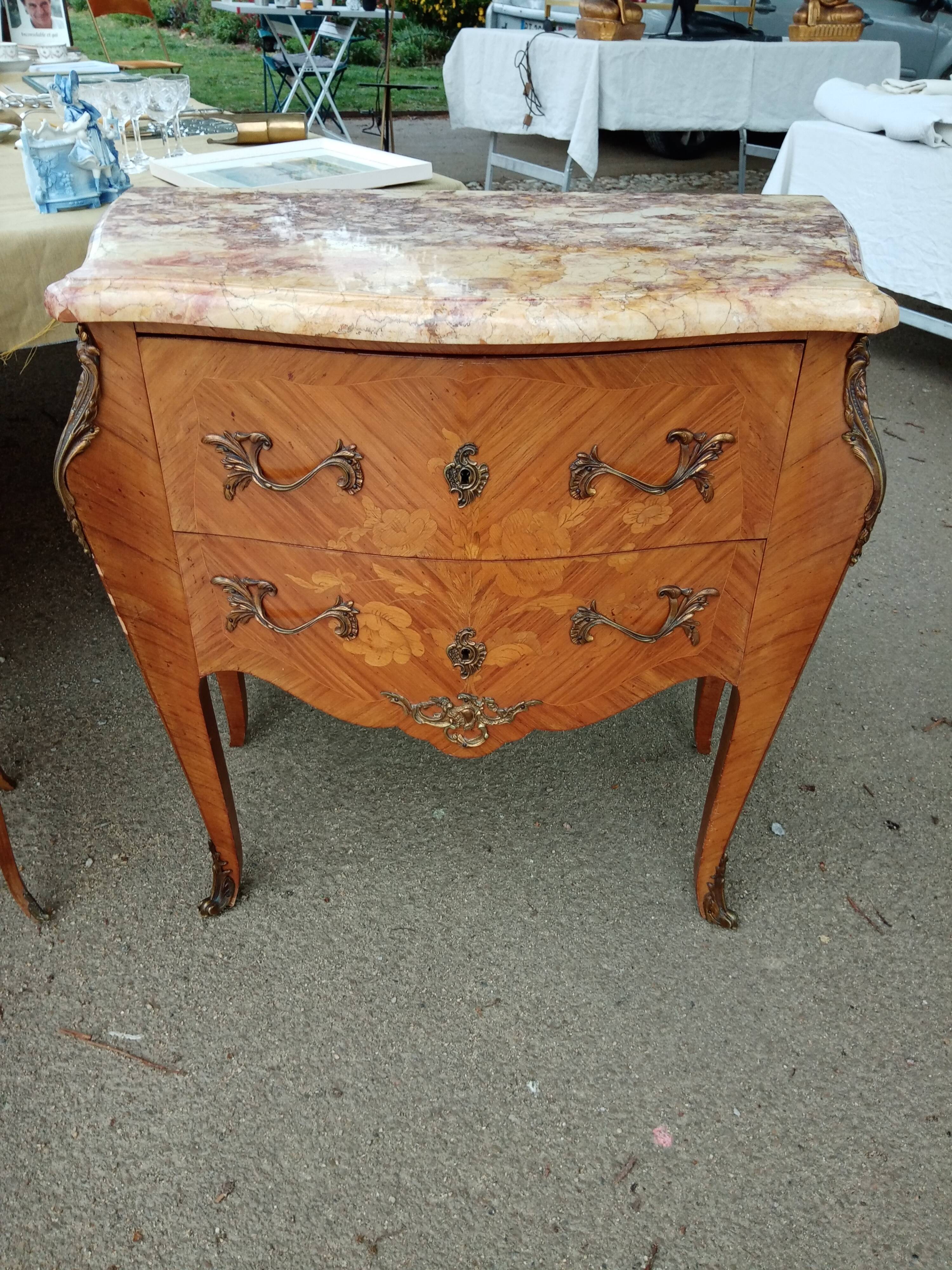 Louis XV chest of drawers 2 drawers and marble