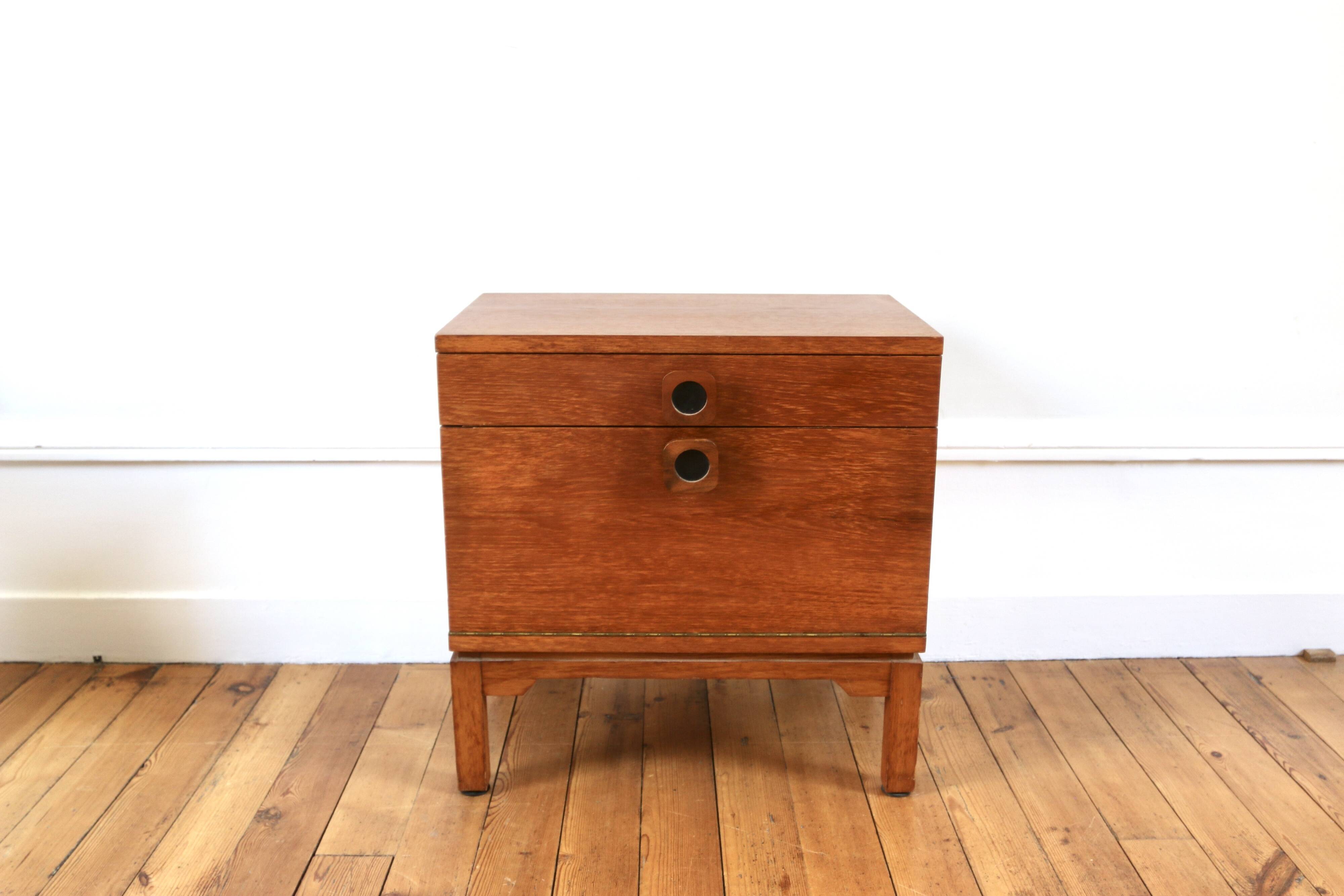 Vintage modernist oak bedside table 1960