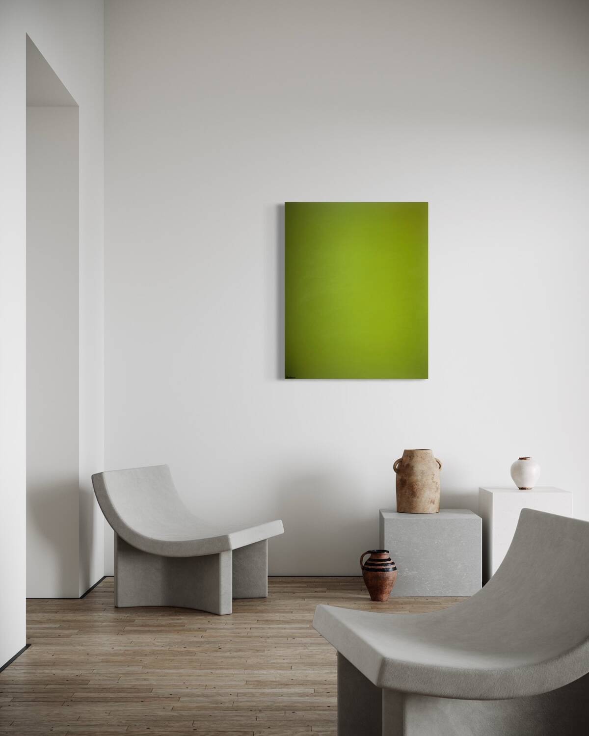 Abstract Monochrome anise green 100x81 cm