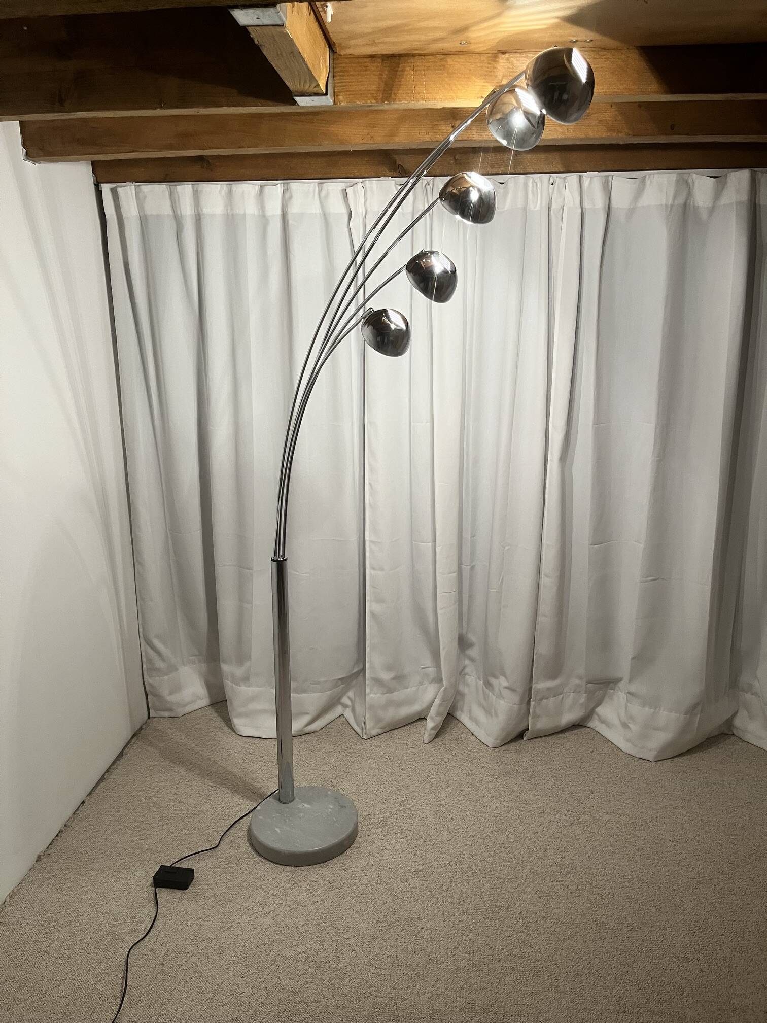 Arc floor lamp with wooden base and 5 lights Agemob MCM style