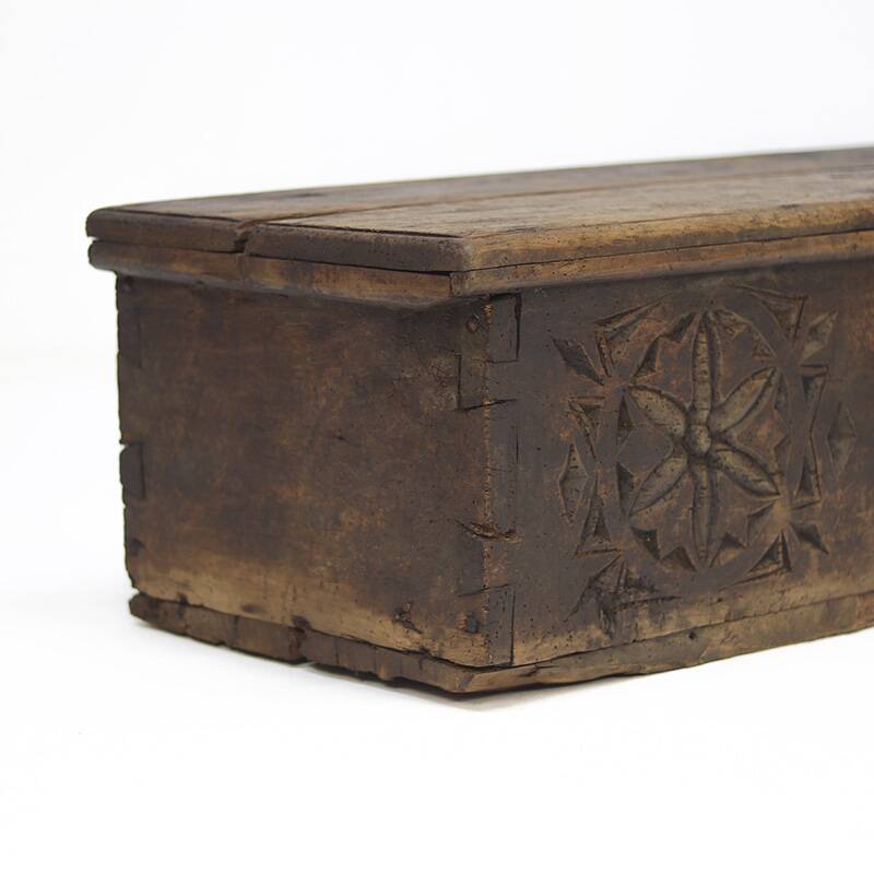 Antique 18th Century Spanish Folk Art Carved Chest