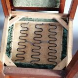 Pair art deco chairs in green velvet