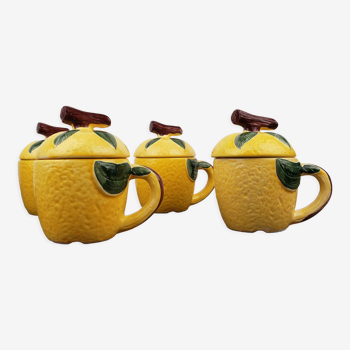 Tasses barbotines citron avec couvercle