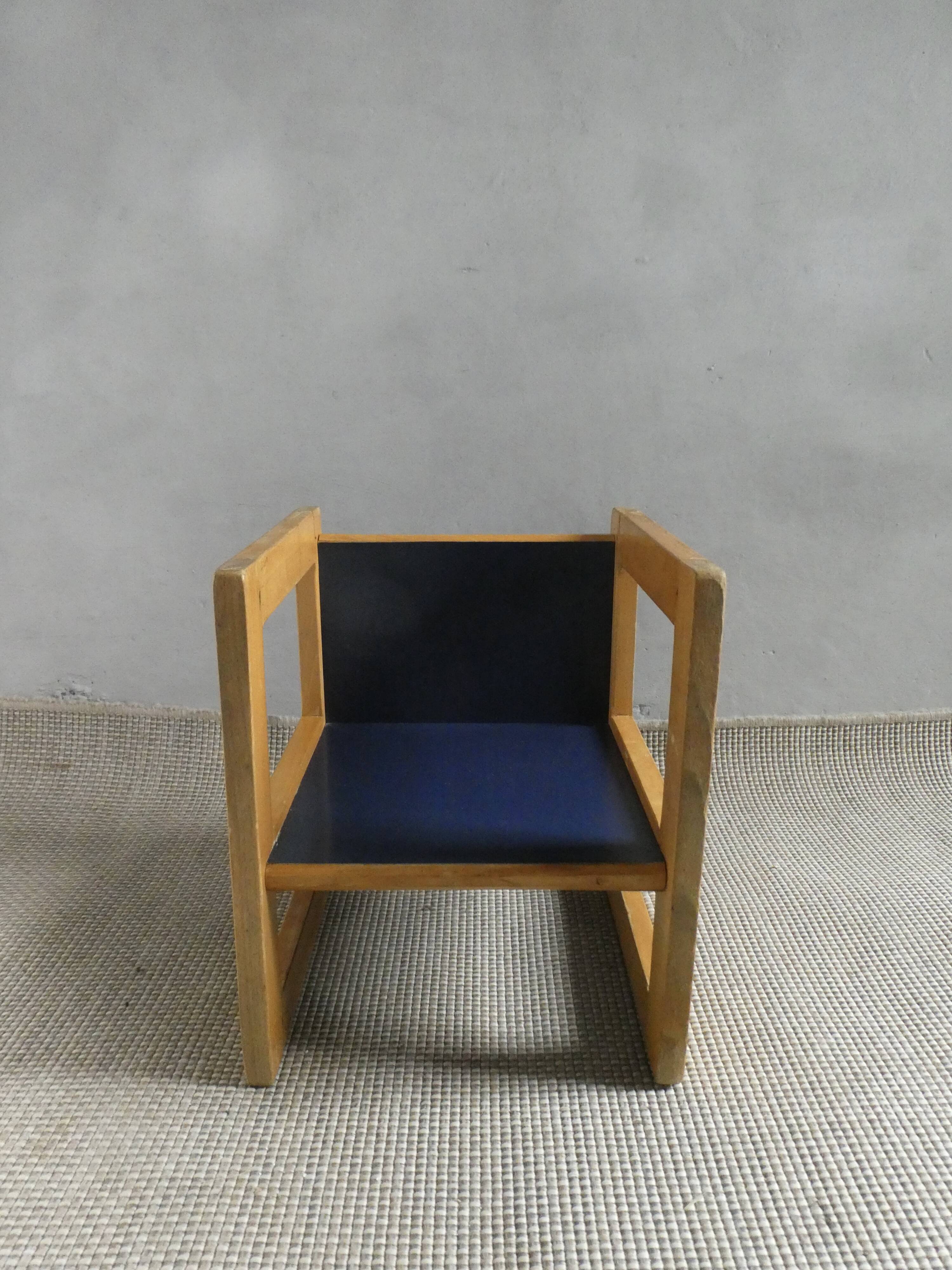 3-position children's armchair, wooden, 1980s