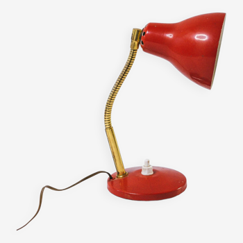 Old desk lamp 60s red works iron and brass