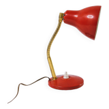 Lampe ancienne de bureau années 60 rouge fonctionne fer et laiton