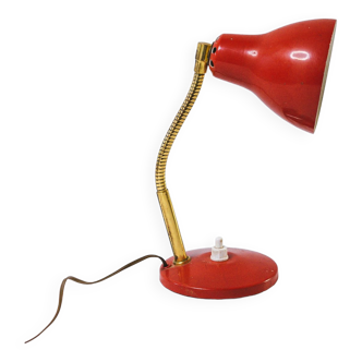 Old desk lamp 60s red works iron and brass