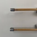 Pair of XL vintage wall lights, chrome metal and transparent ABS, Italy, 1980.