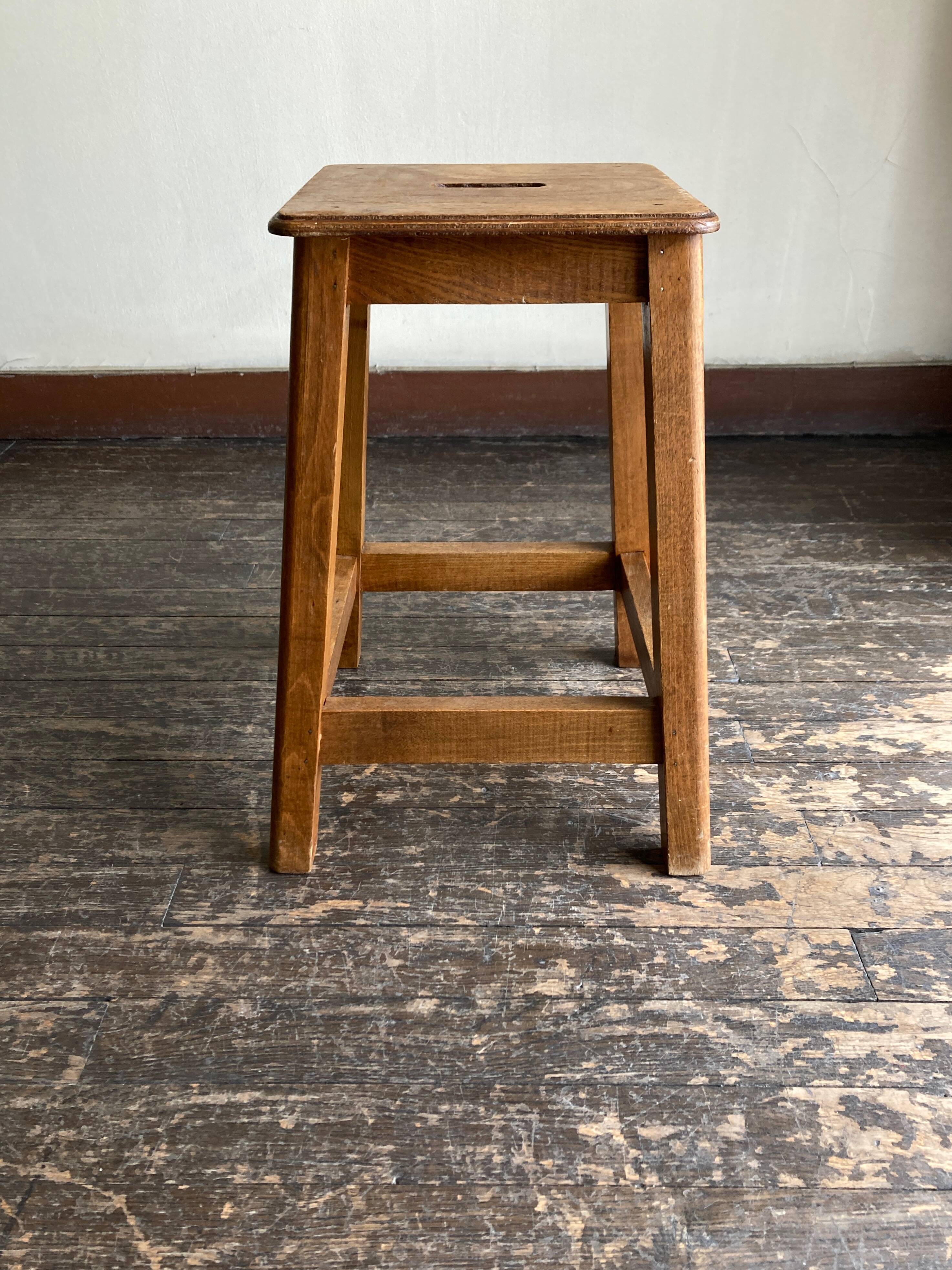 Boarding school stool in oak and plywood 1950