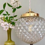 Vintage diamond-point glass globe pendant light