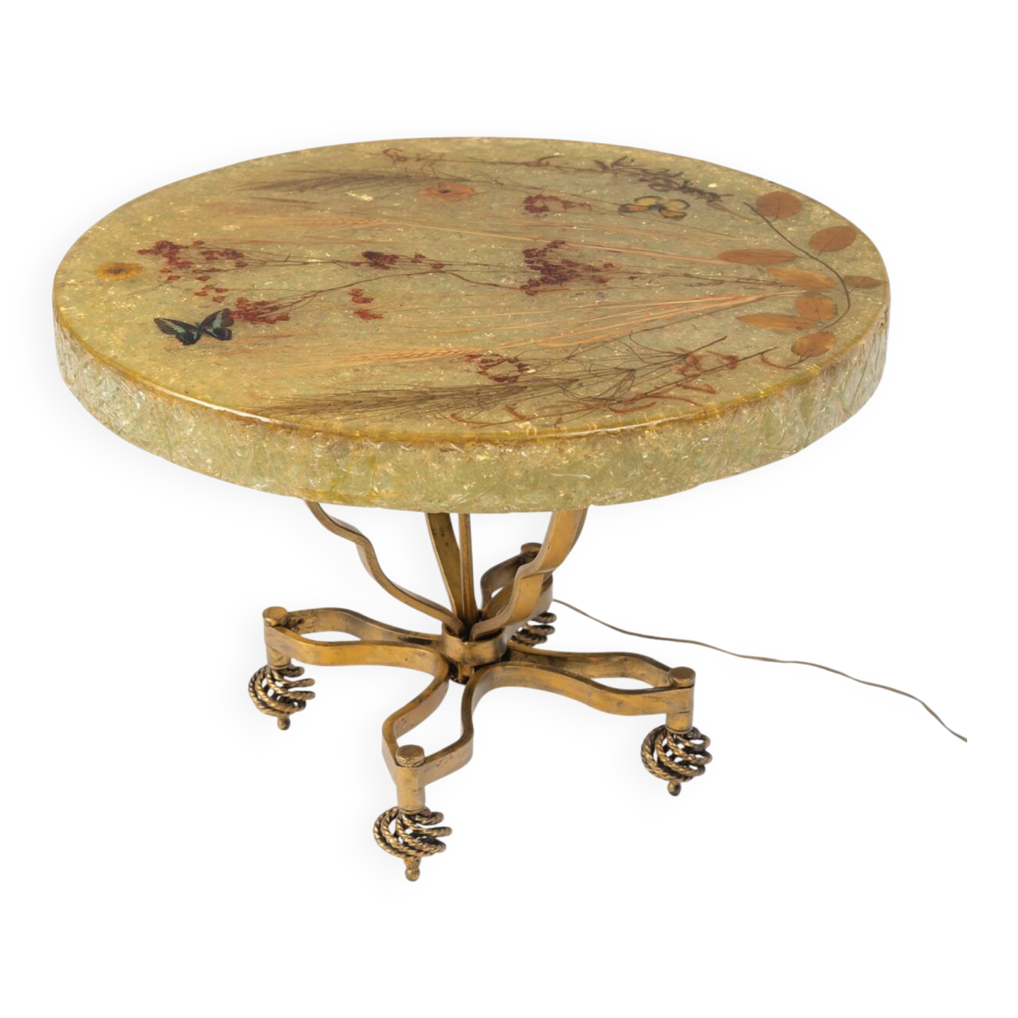 Accolay side table in resin and gold-tone metal