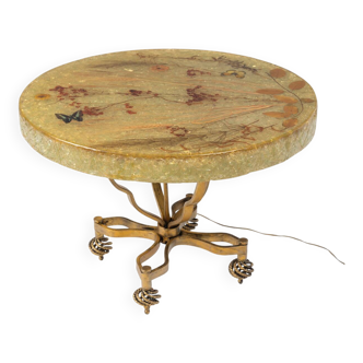 Accolay side table in resin and gold-tone metal