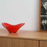 Red platter, Murano glass, Italian design, 1960s, made in Italy