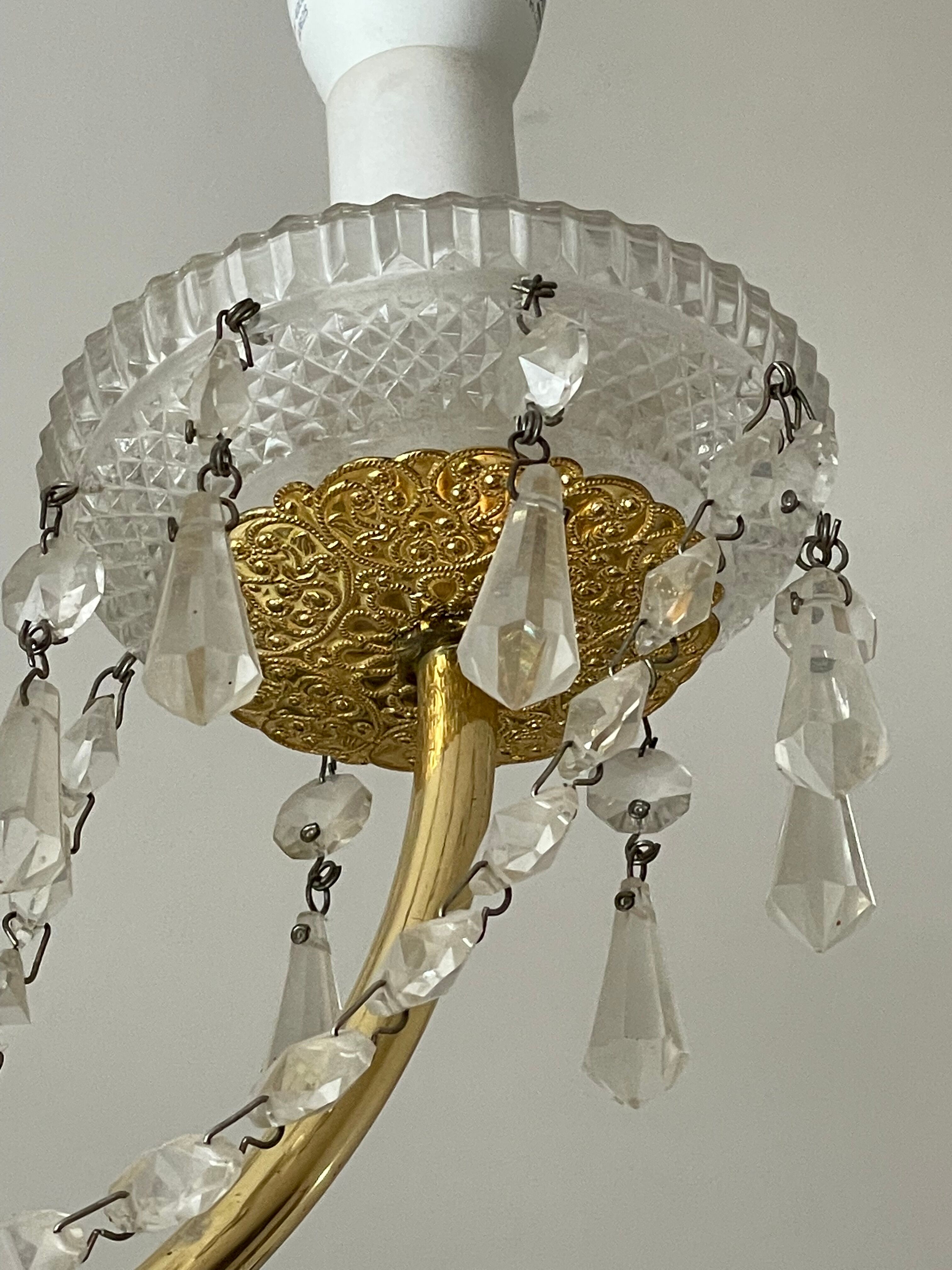 Chandelier with brass and glass grapevines