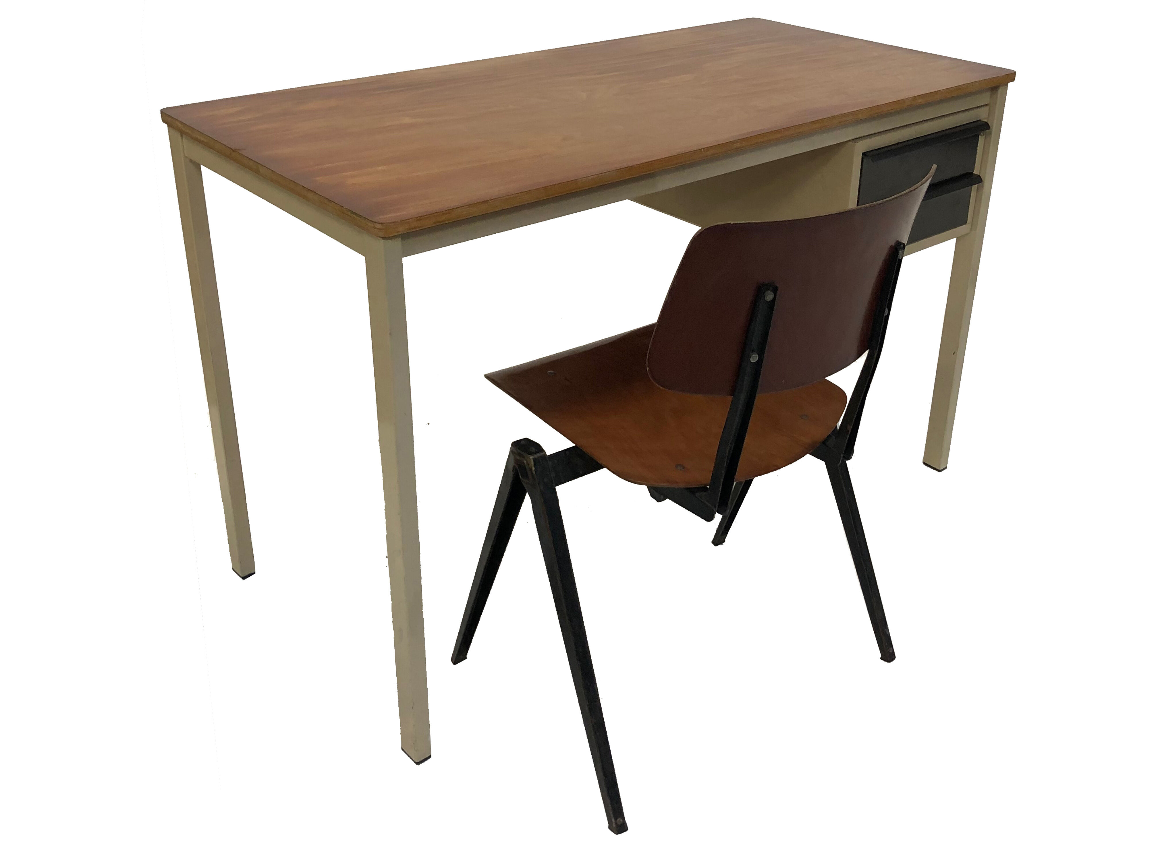 Bureau vintage avec chaise Marko & Galvanitas années 60 Pays-Bas