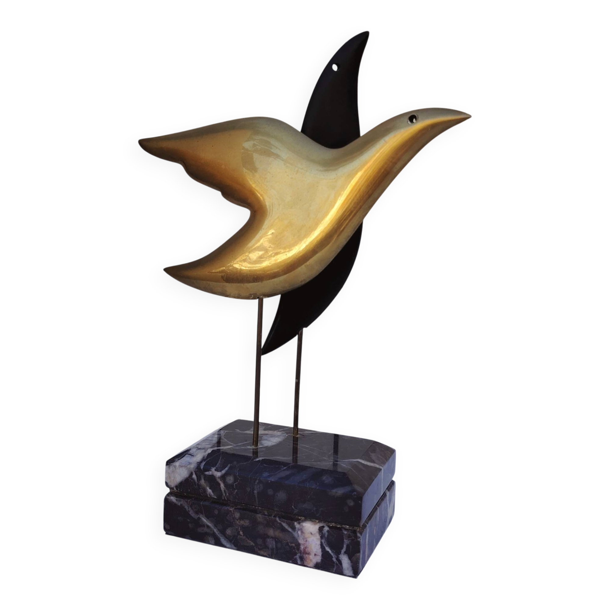Bronze bird sculpture, signed and numbered, vintage.