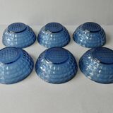 6 blue glass bowls from the 70s