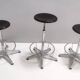 Vintage Black Plastic and Chromed Metal Revolving and Adjustable Stool, Italy