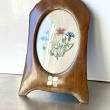Cadre photo en bois art déco,  en bois intarsia 22,5 cm x 15 cm verre convexe