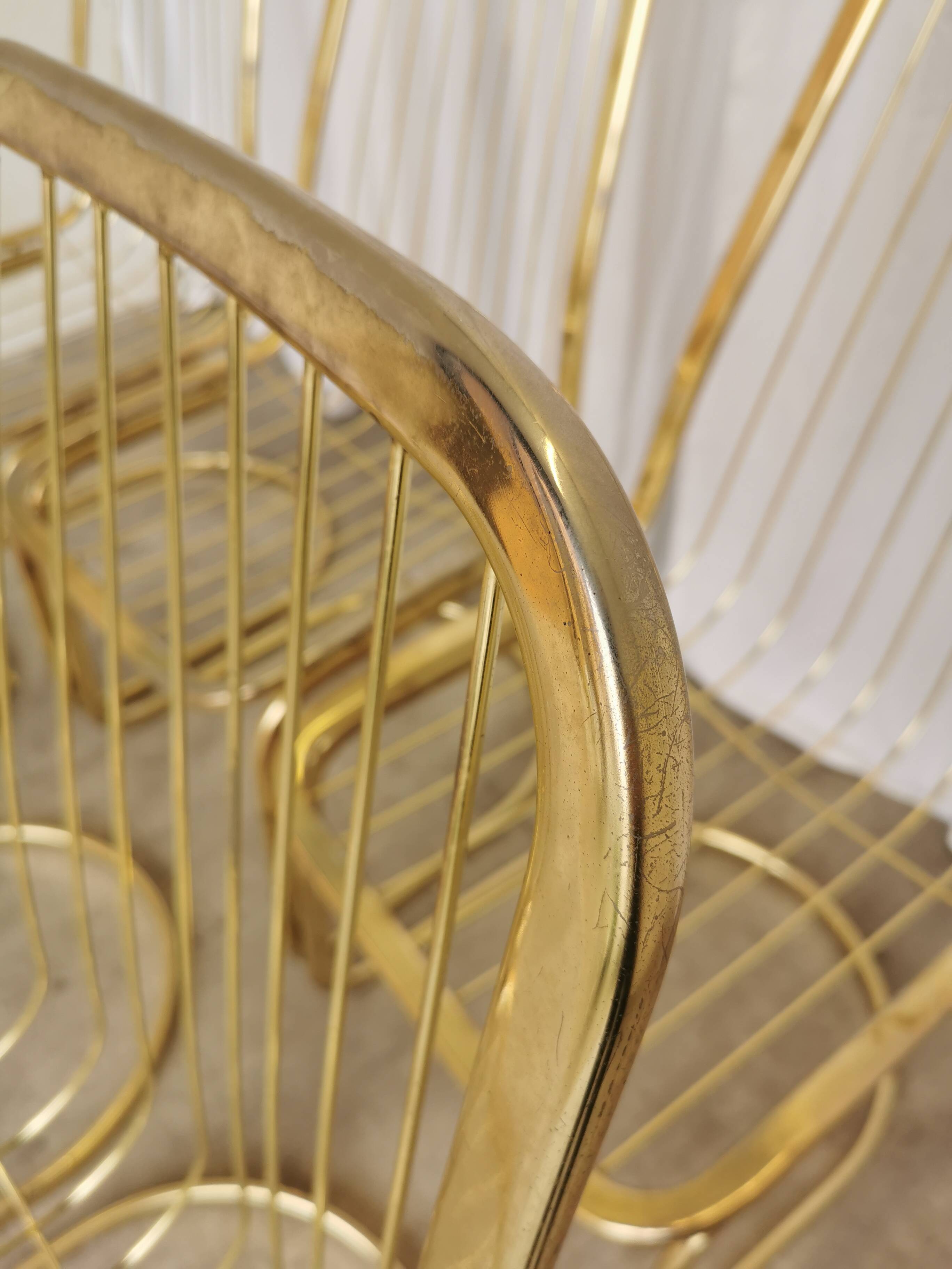 Set of 6 Vintage Gold Chrome Dining Chairs: Italian Mid-Century Design