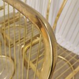 Set of 6 Vintage Gold Chrome Dining Chairs: Italian Mid-Century Design