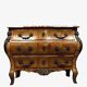 Commode a cariatides galbée toutes faces style Louis XV en marqueterie