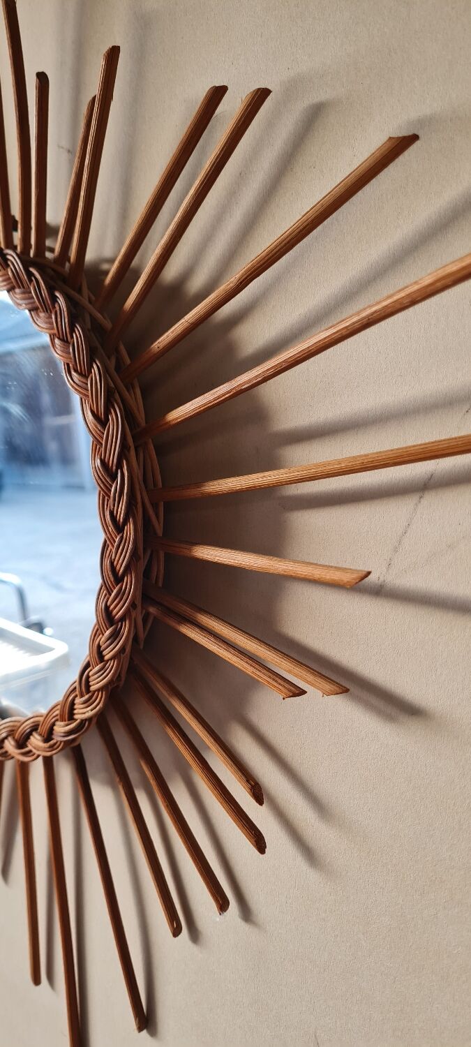 Rattan sun mirror
