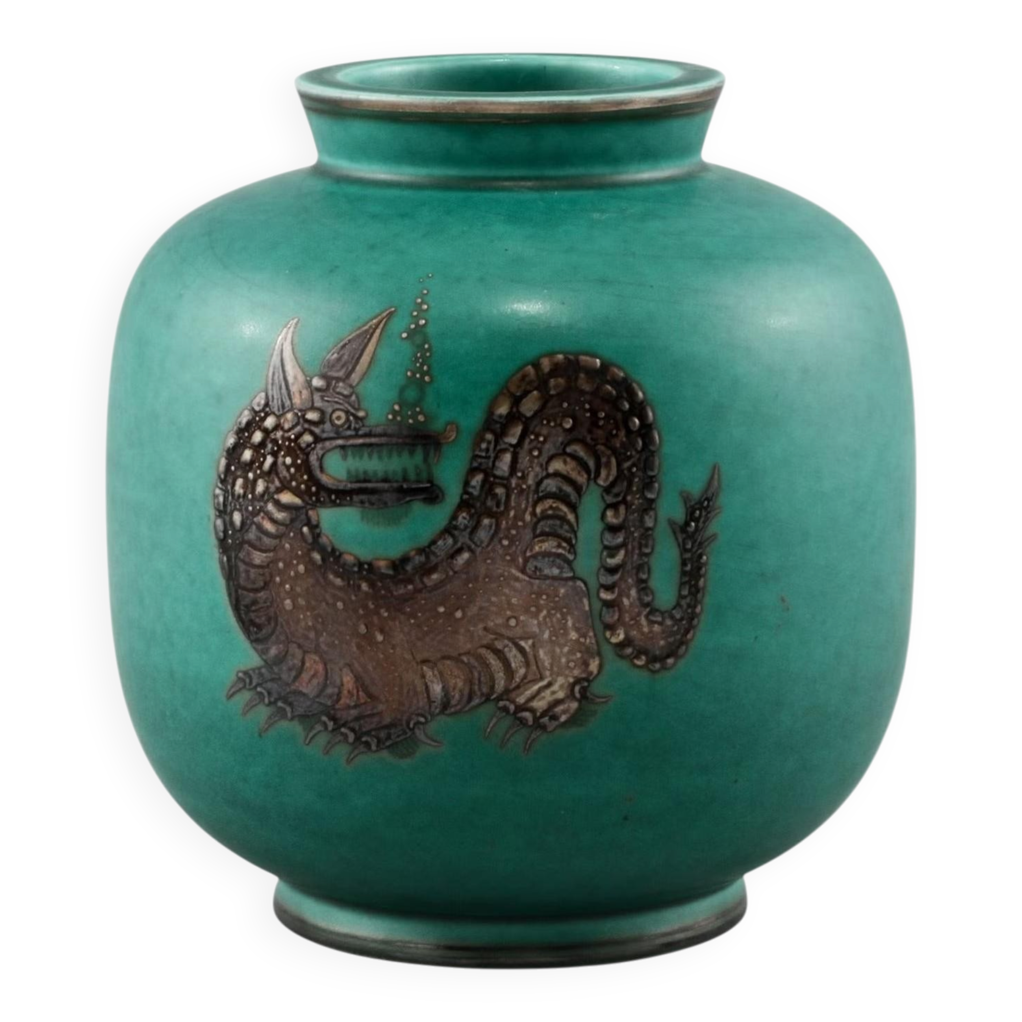Vase wilhelm kage in ceramic "argenta" gustavsberg sweden 1950s marked