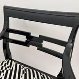 Art Deco Armchairs in Black Lacquer and Black-Creme Fabric, 1925