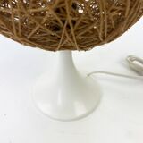 Space-age table lamp with bamboo sphere