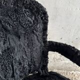 Set of 2 Black Feather-Textured Upholstered Theatrical Armchairs — Wood Frame, Dramatic Baroque Revival Style