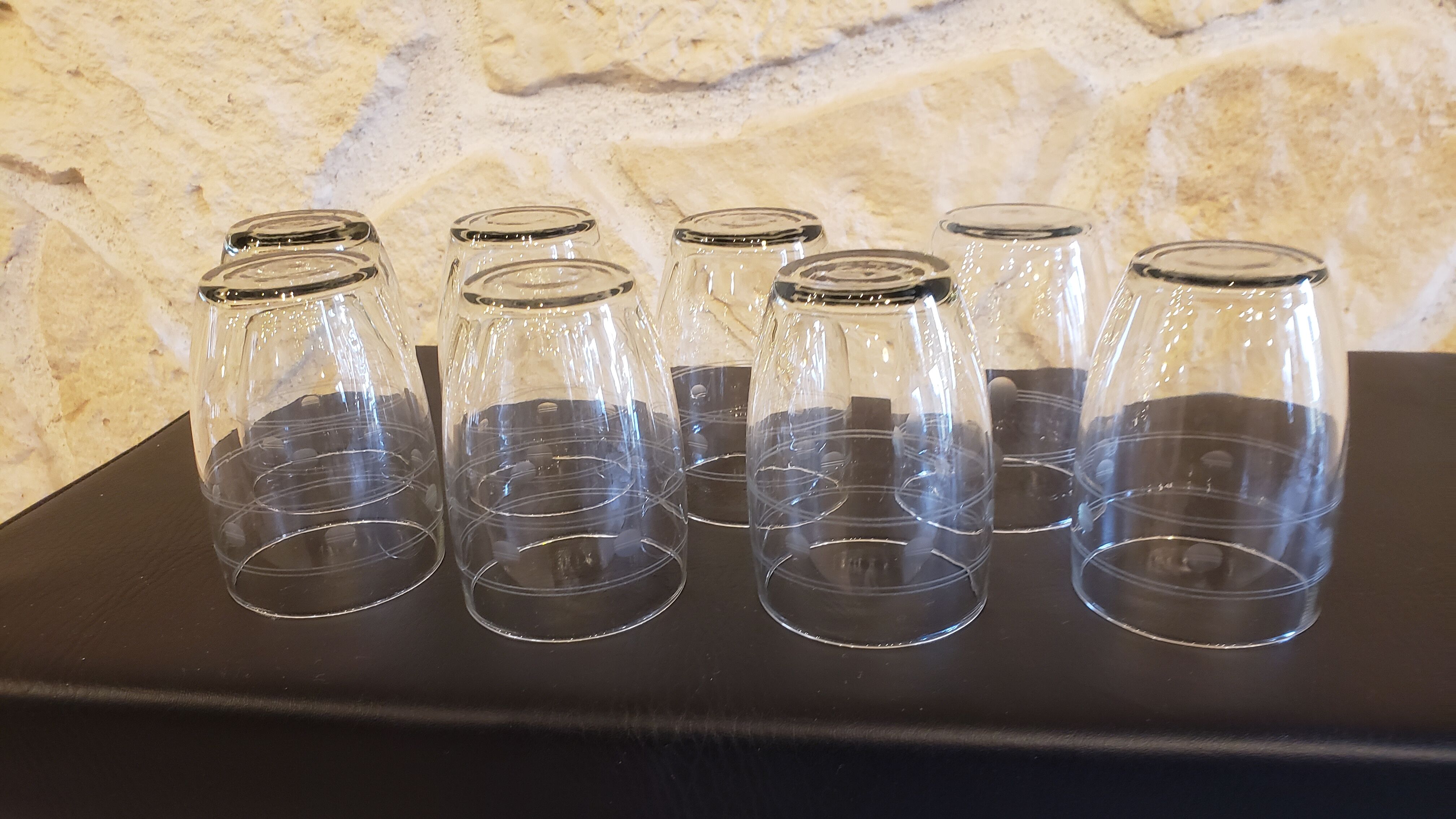 8 engraved water glasses