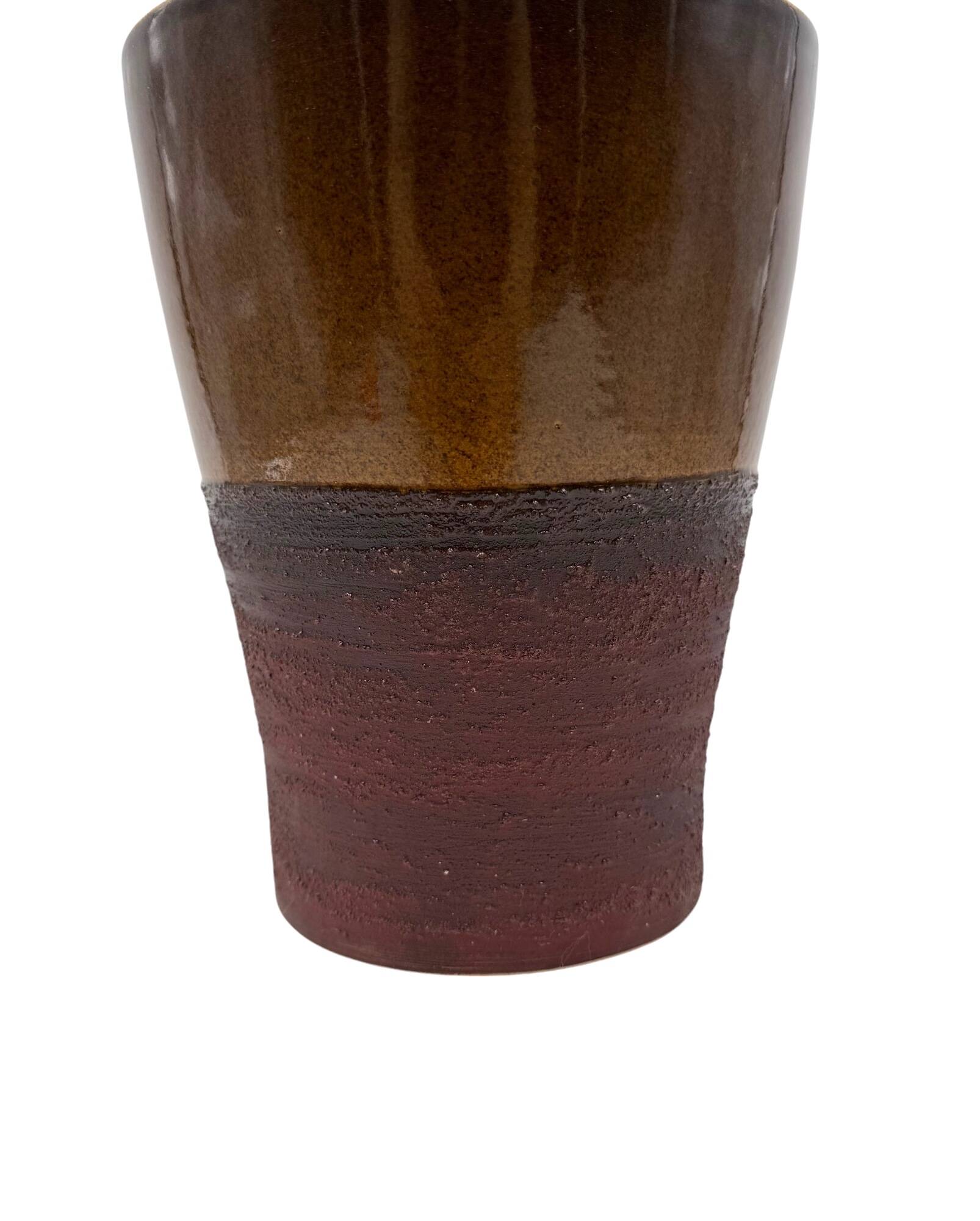 Mid-century Modern style brown artistic ceramic vase, Gabriele Bucci Italy