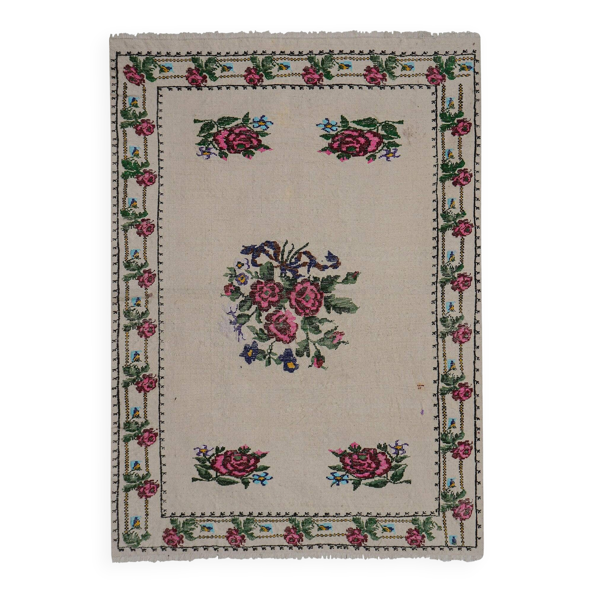 Vintage Turkish kilim, handwoven, 94x134 cm.