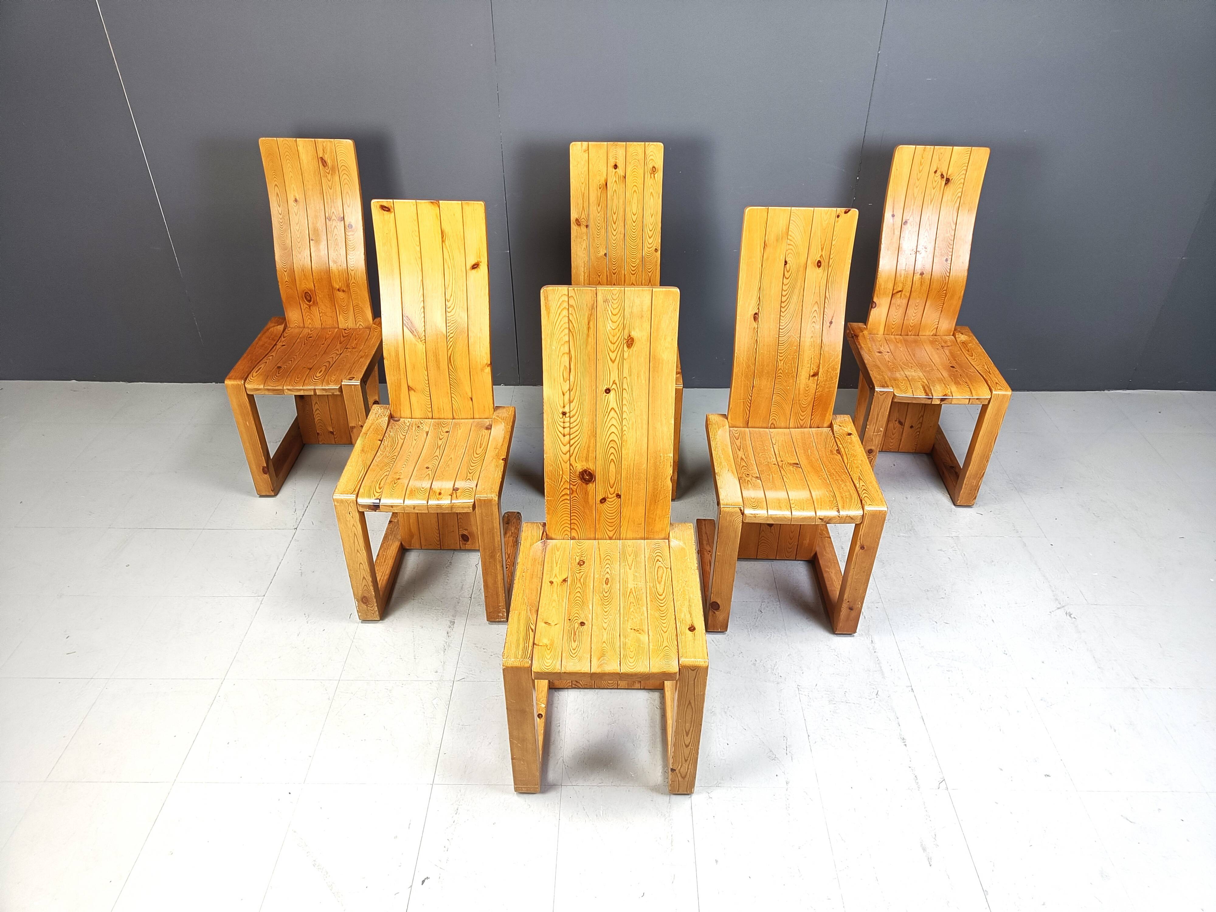 Vintage Finnish Pine wood dining chairs, 1970s