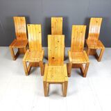 Chaises de salle à manger vintage en bois de pin finlandais, années 1970