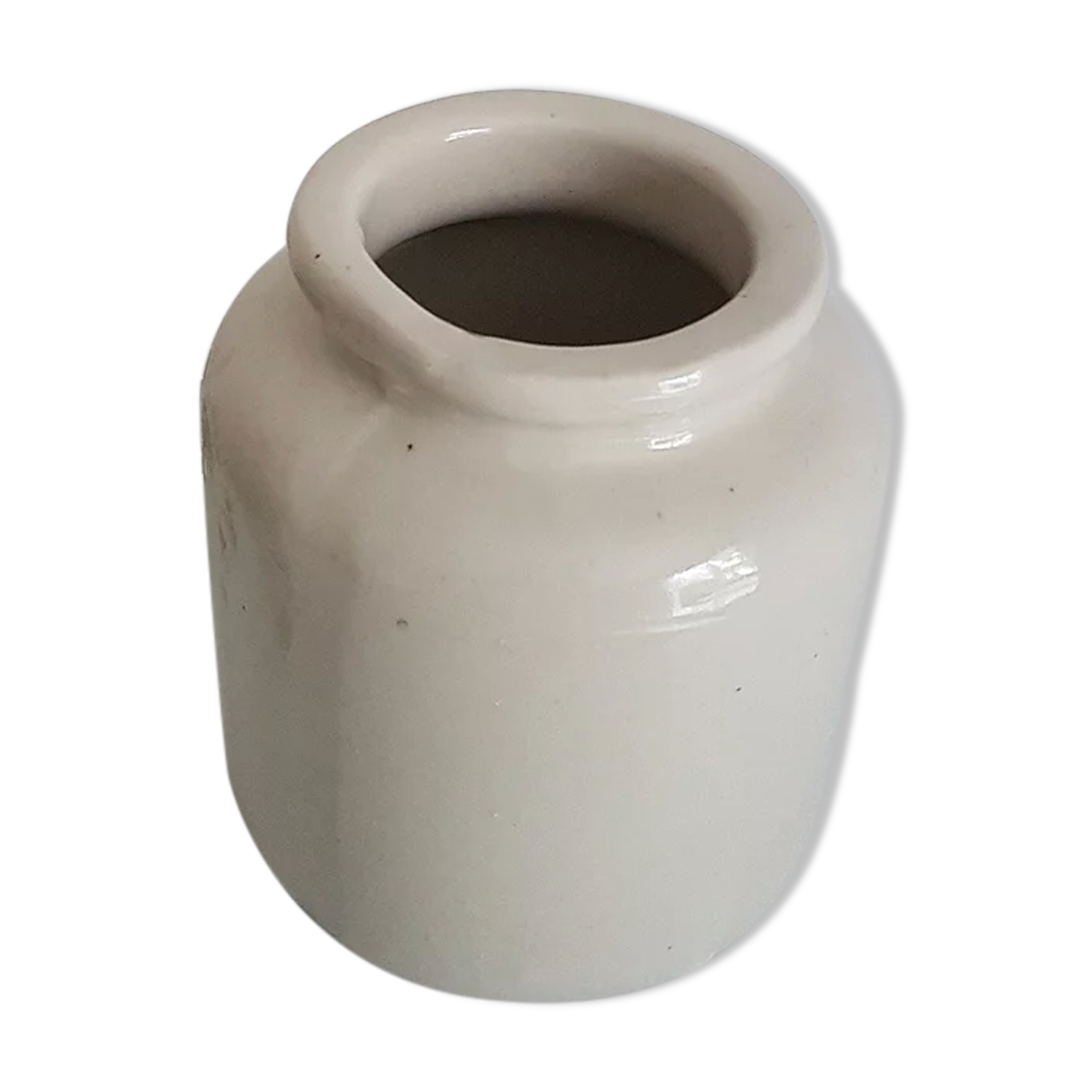 Old white mustard pot