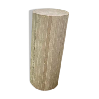 Striated column - Majestia - 30 cm D / 50 cm H - natural travertine