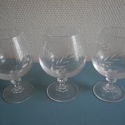 6 vintage French crystal glasses Fleury Arques cognac glasses