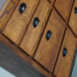 Belgian industrial oak apothecary cabinet, 1940s